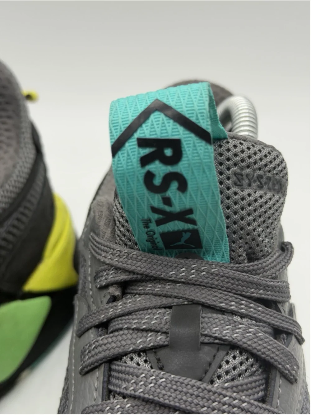 New Puma RS-X Highlighter JR Gray Black Multi Sneakers US 6.5 385934-02